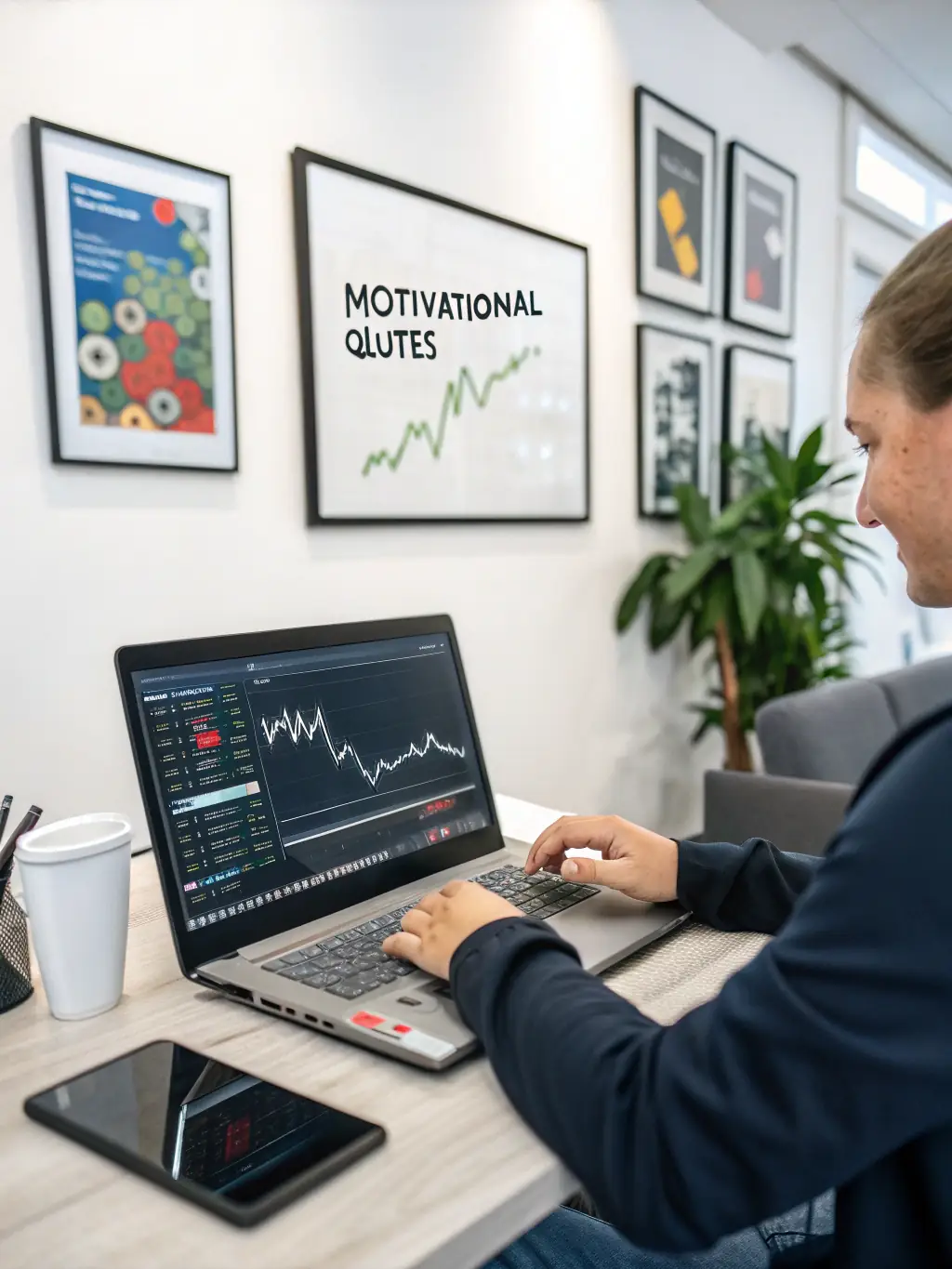 A person analyzing financial data on a laptop, with charts and graphs visible on the screen, representing financial literacy.